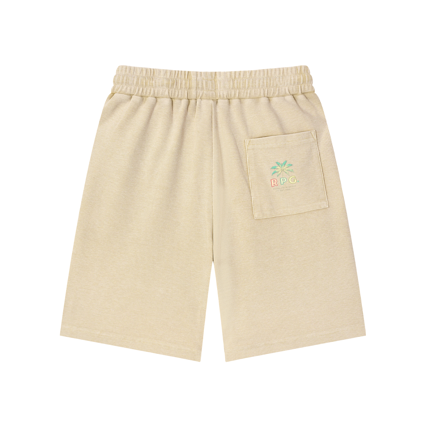 DRIP waffle knit shorts — mineral wash raw hem