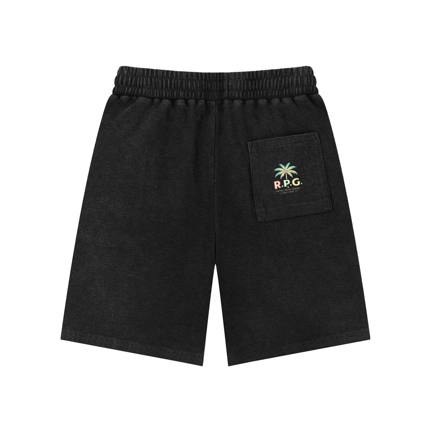 DRIP waffle knit shorts — mineral wash raw hem