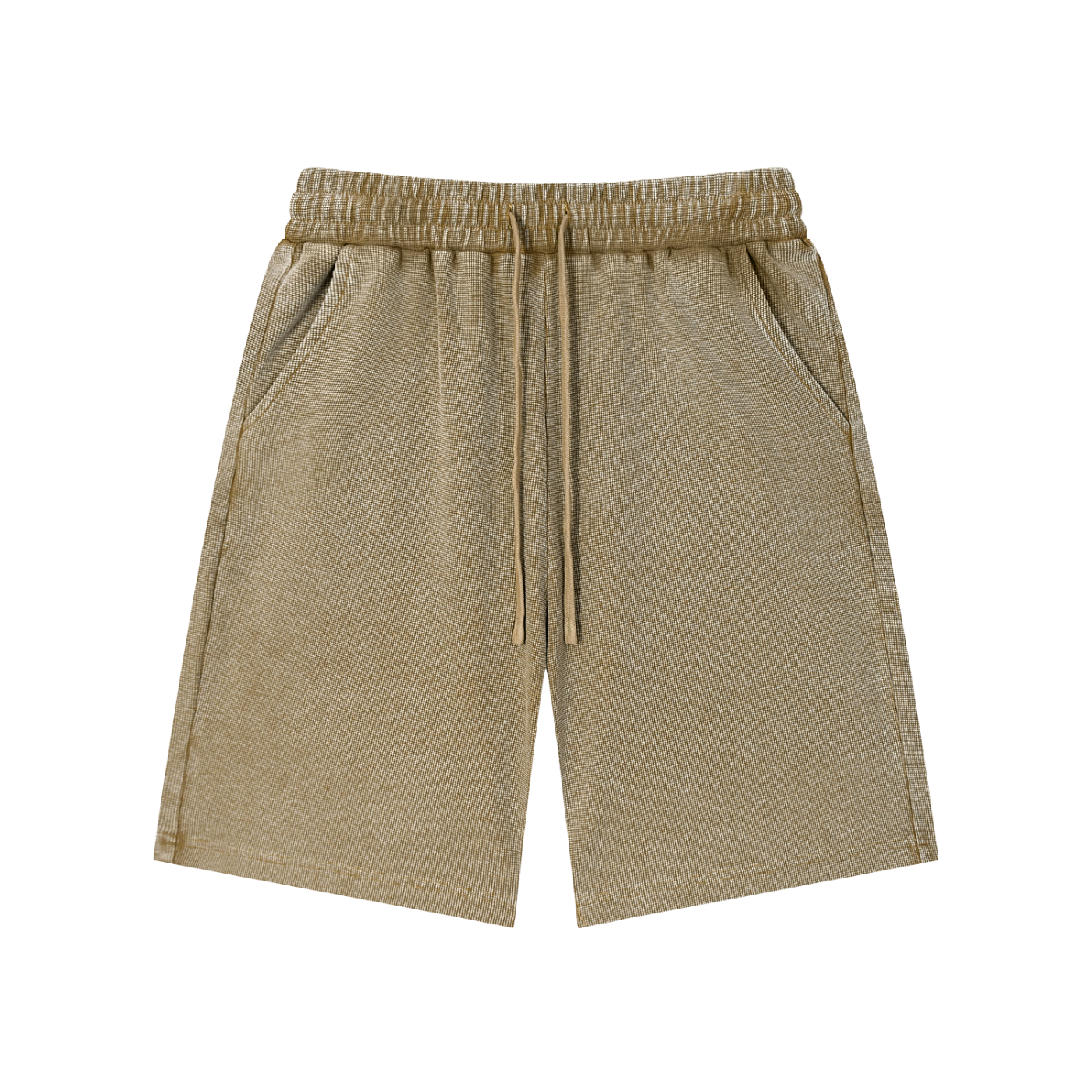 DRIP waffle knit shorts — mineral wash raw hem