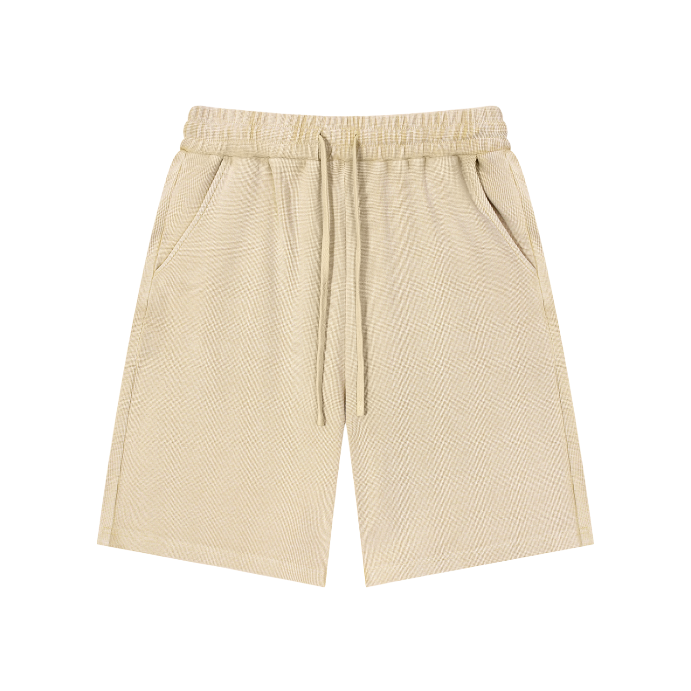 DRIP waffle knit shorts — mineral wash raw hem