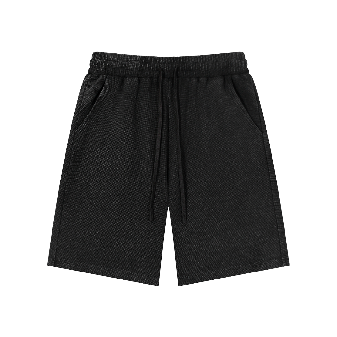 DRIP waffle knit shorts — mineral wash raw hem